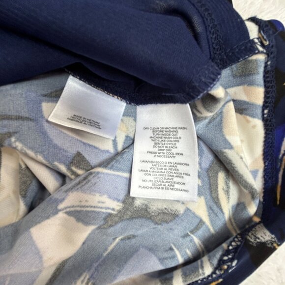 Kasper Womens Abstract Printed Twist-Neck 3/4-Sleeve Blouse Size XL Blue Stretch - Picture 4 of 7